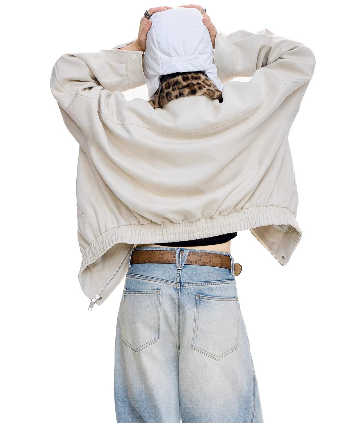 Leopard Collar Suede Jacket