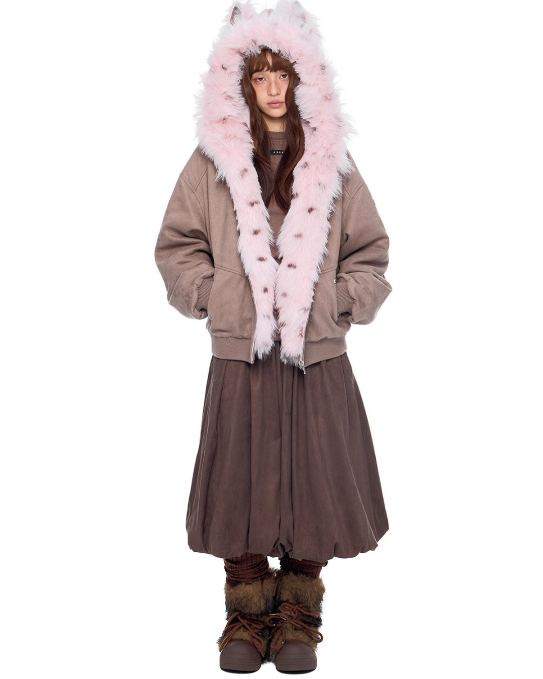 Faux Fur Suede Zip Jacket