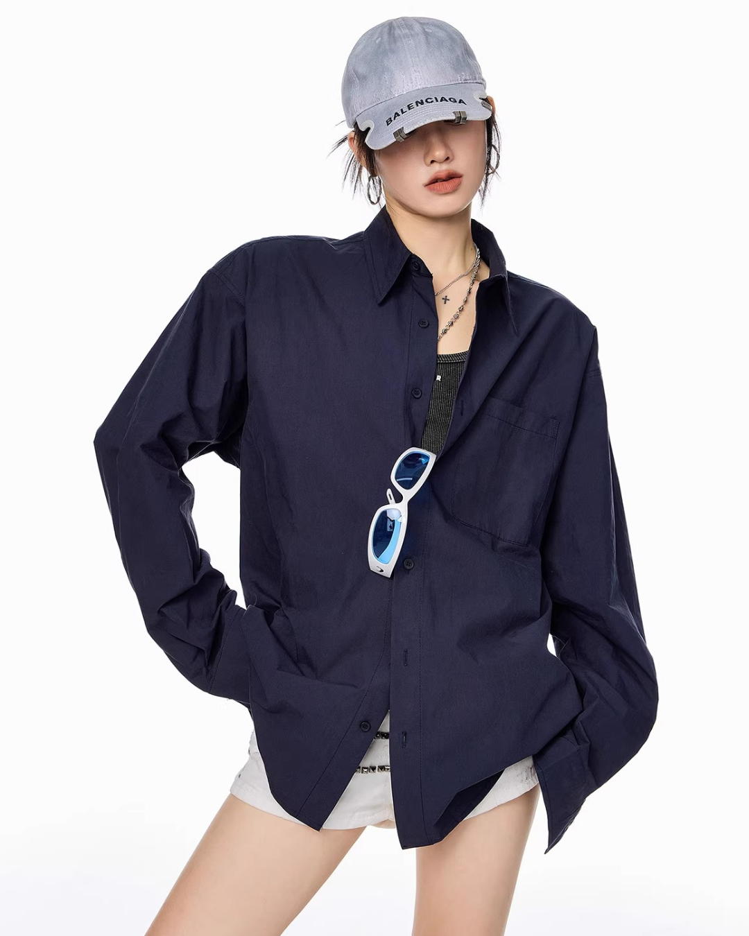 Scarf Set Oversized Shirt