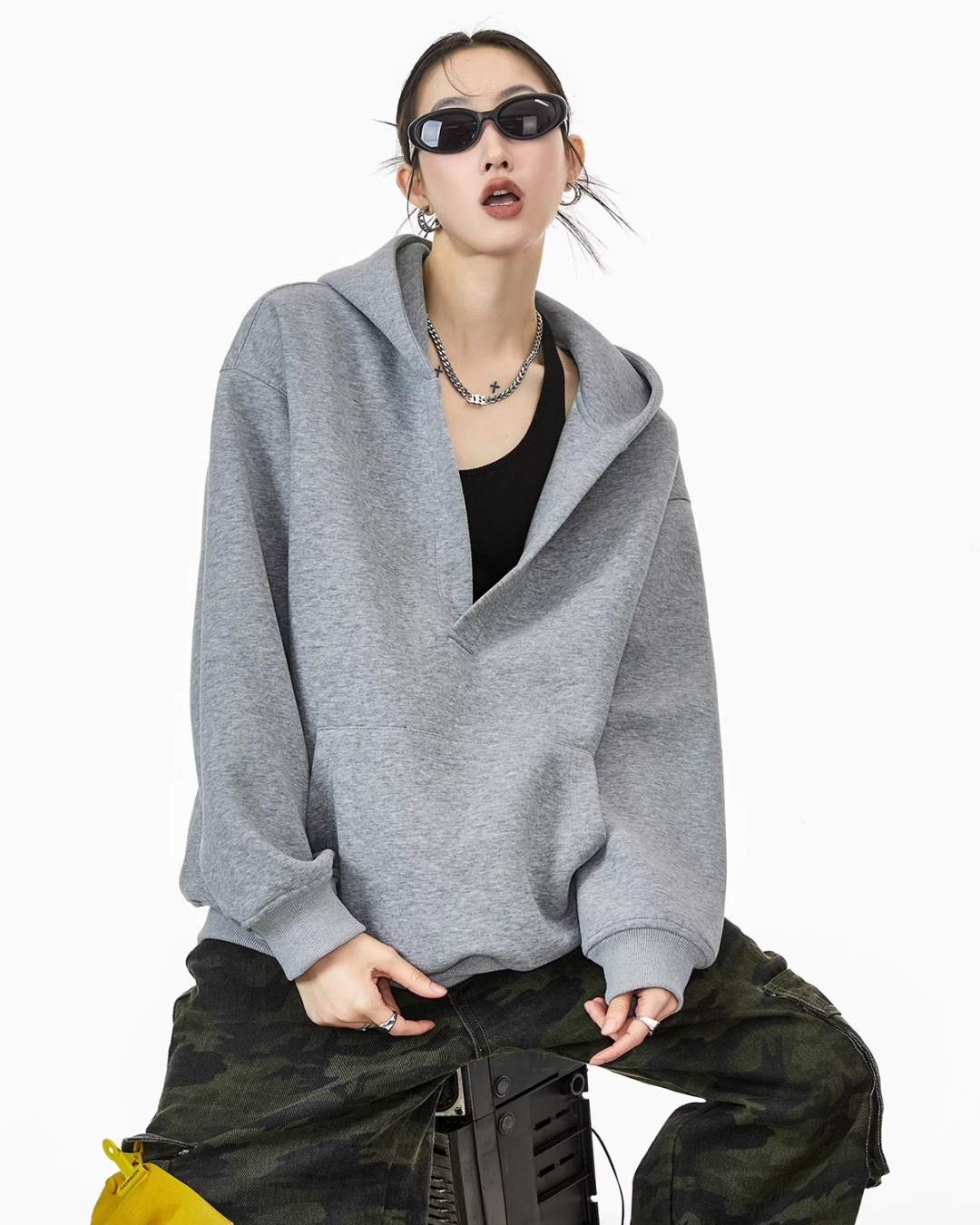 Deep V Sweat Hoodie