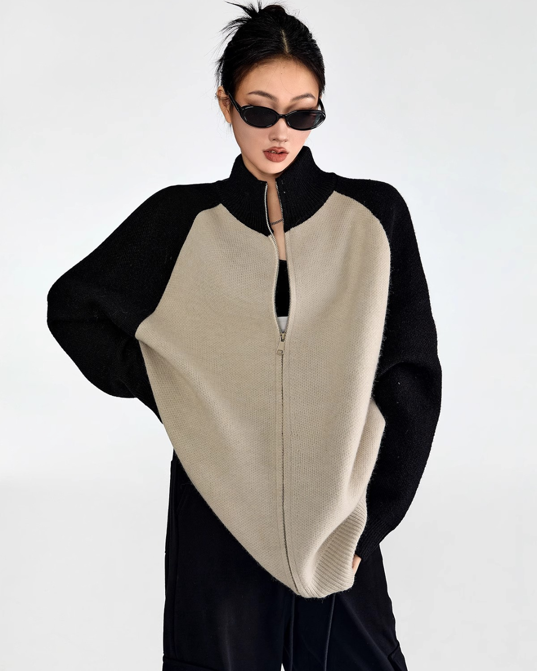 Few Contrast Zip Knit Jacket