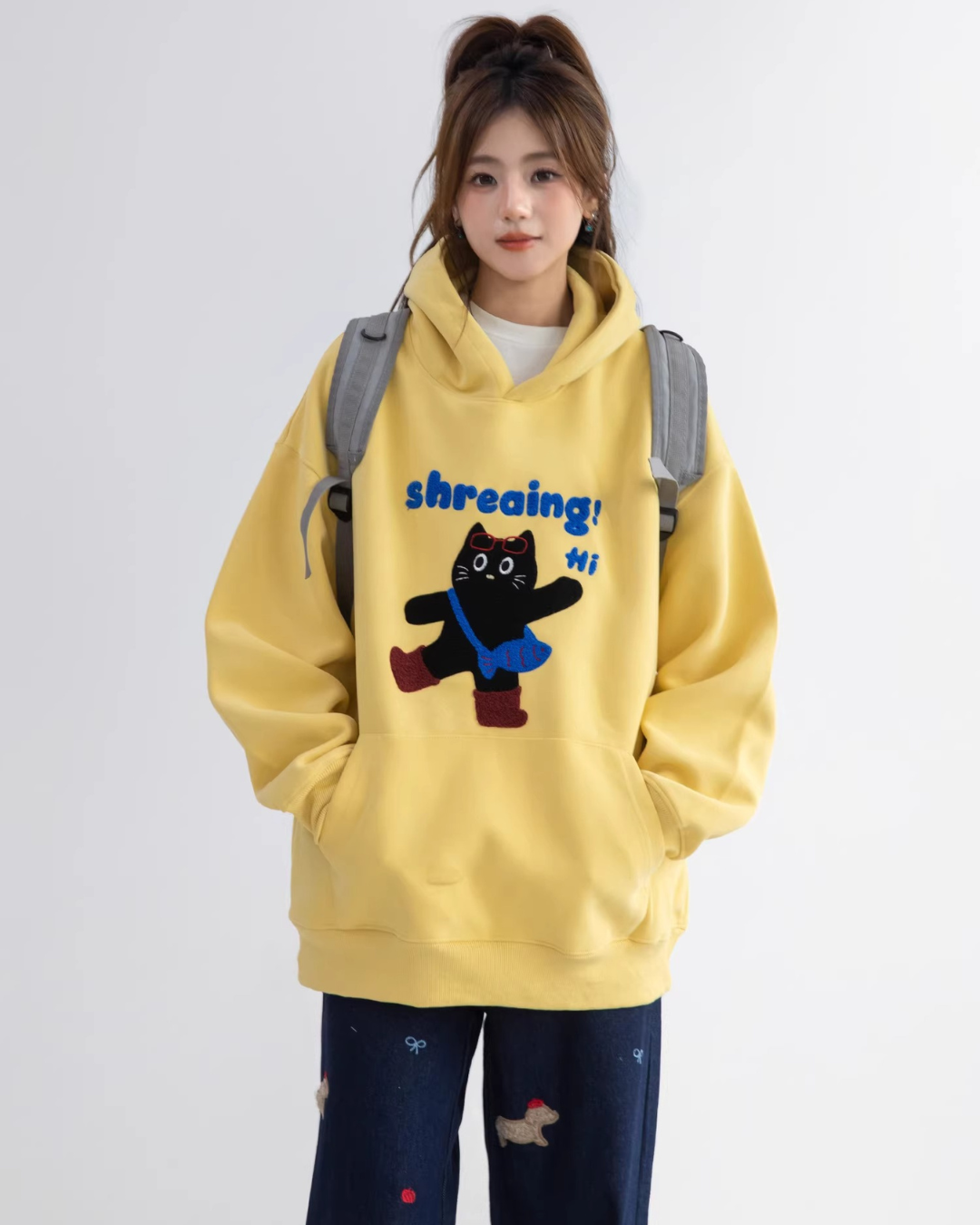 Shreing Cat Graphic Hoodie