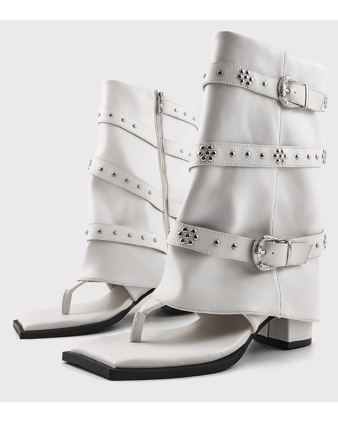 Thong Faux Leather Boots