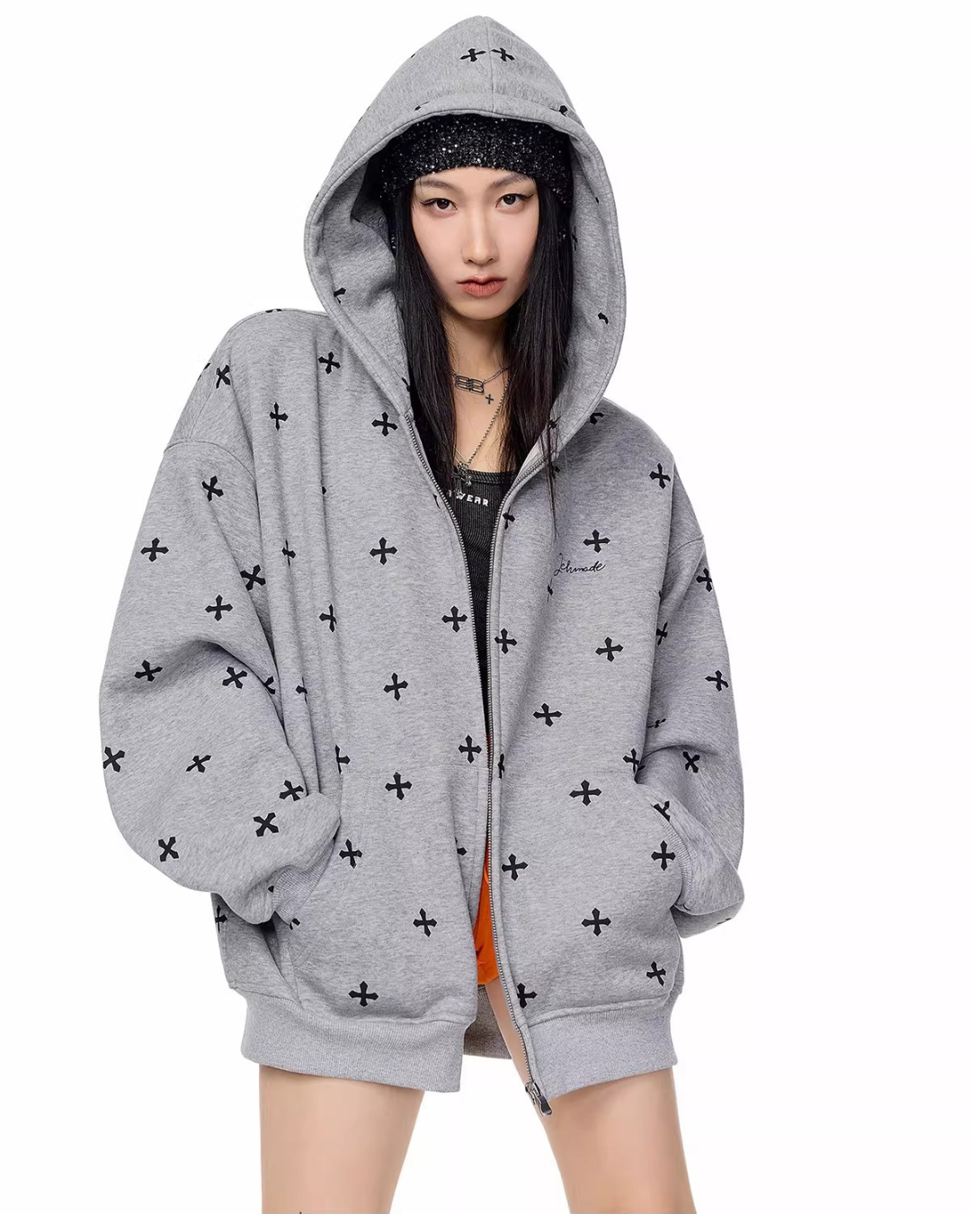 All-over Cross Graphic Hoodie