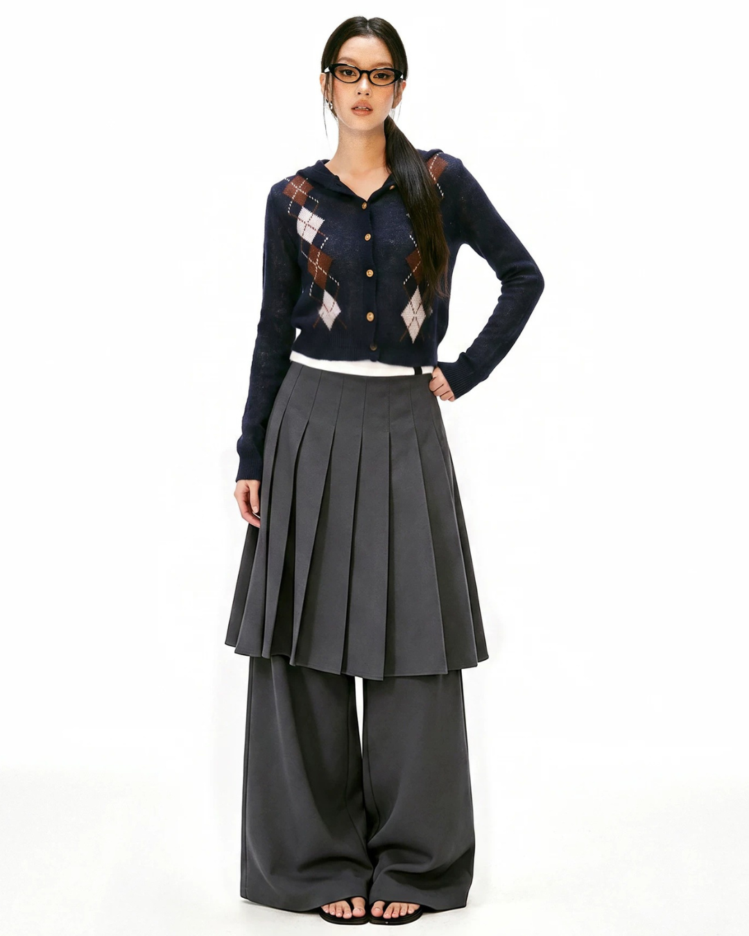 Pleated Skirt Trousers