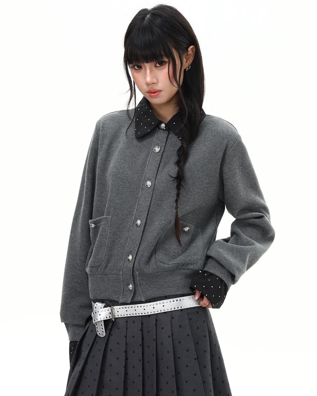 Studded Collar Cardigan