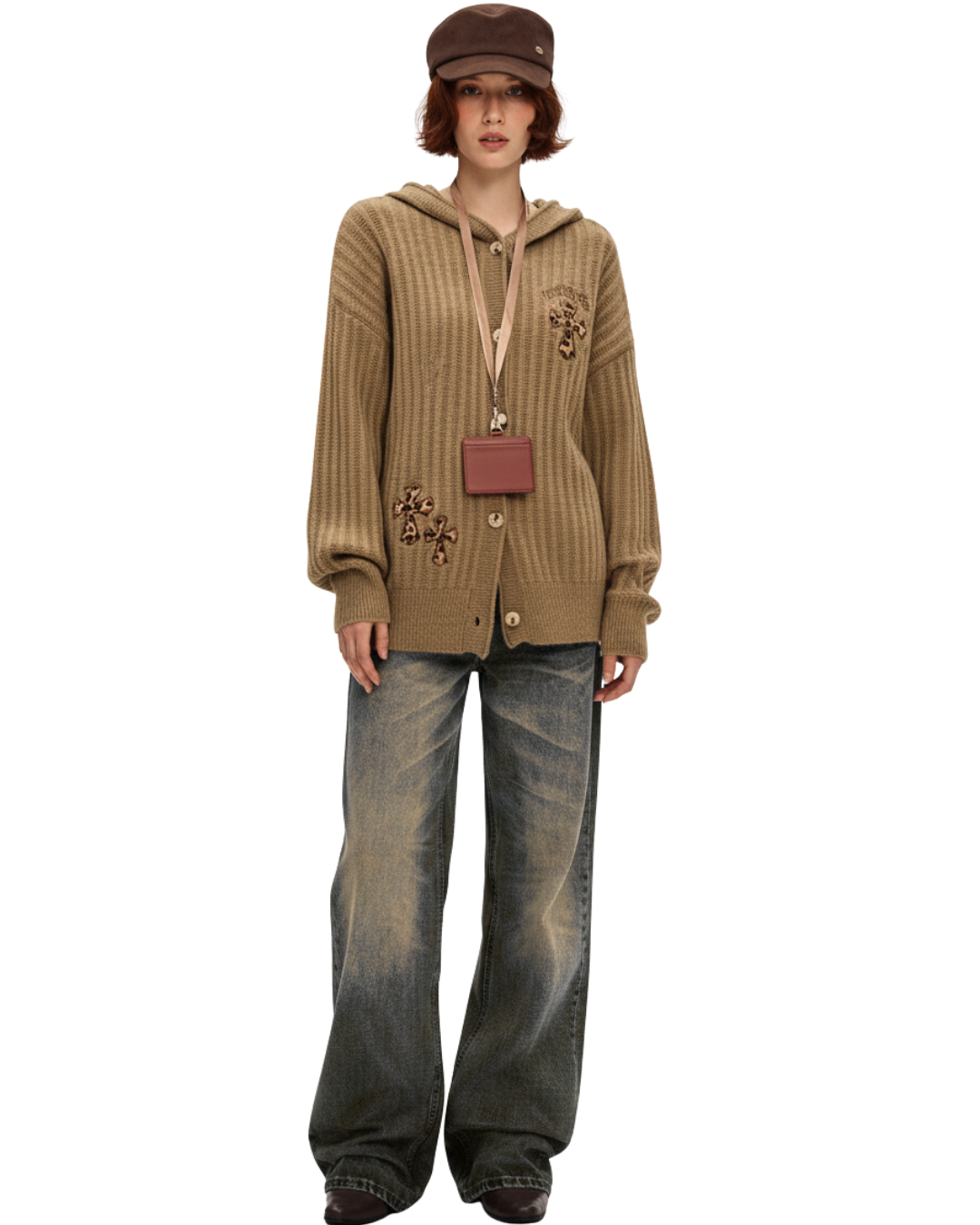 Leopard Cross Hooded Cardigan