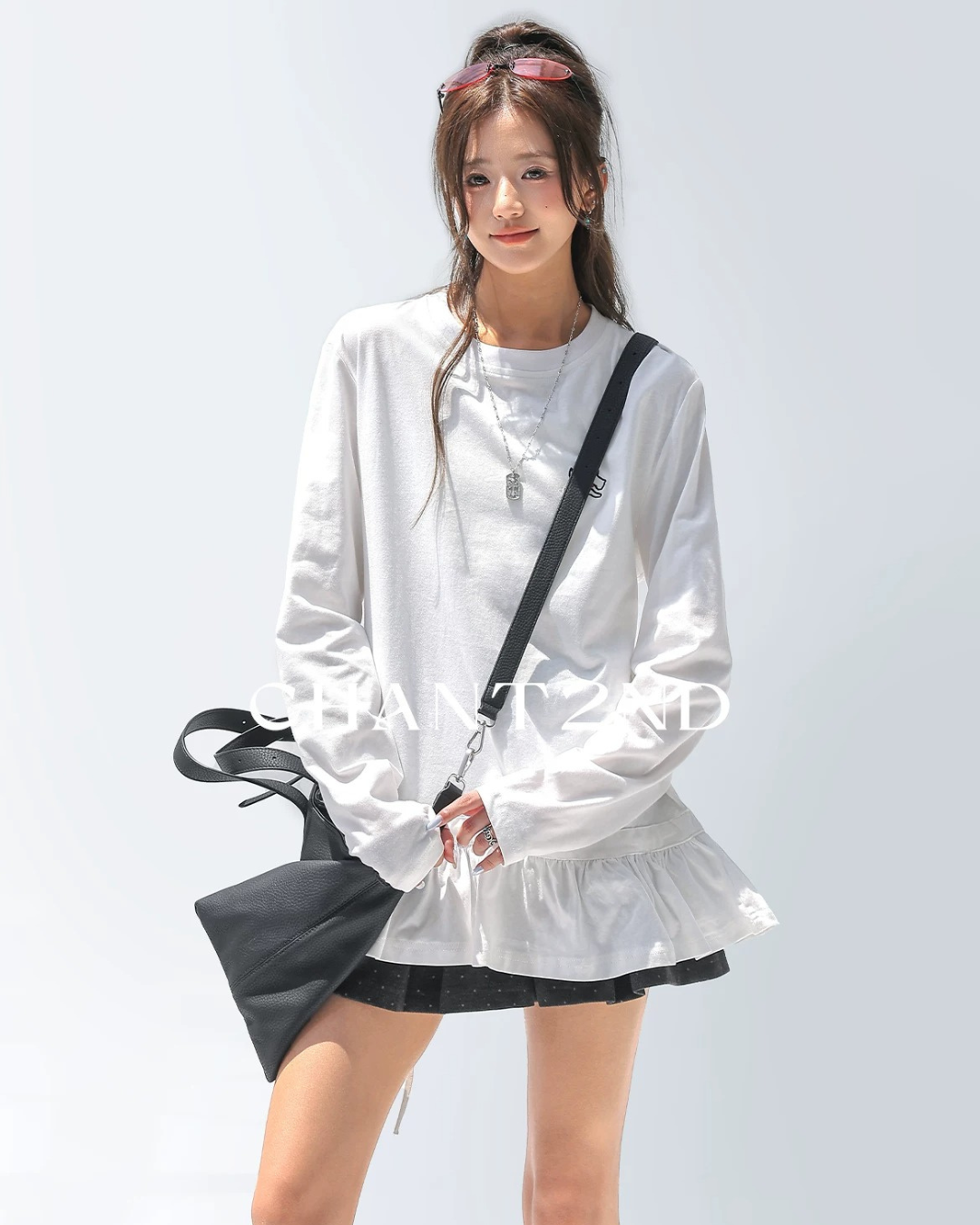 Dog Embroidery Ruffle Tee