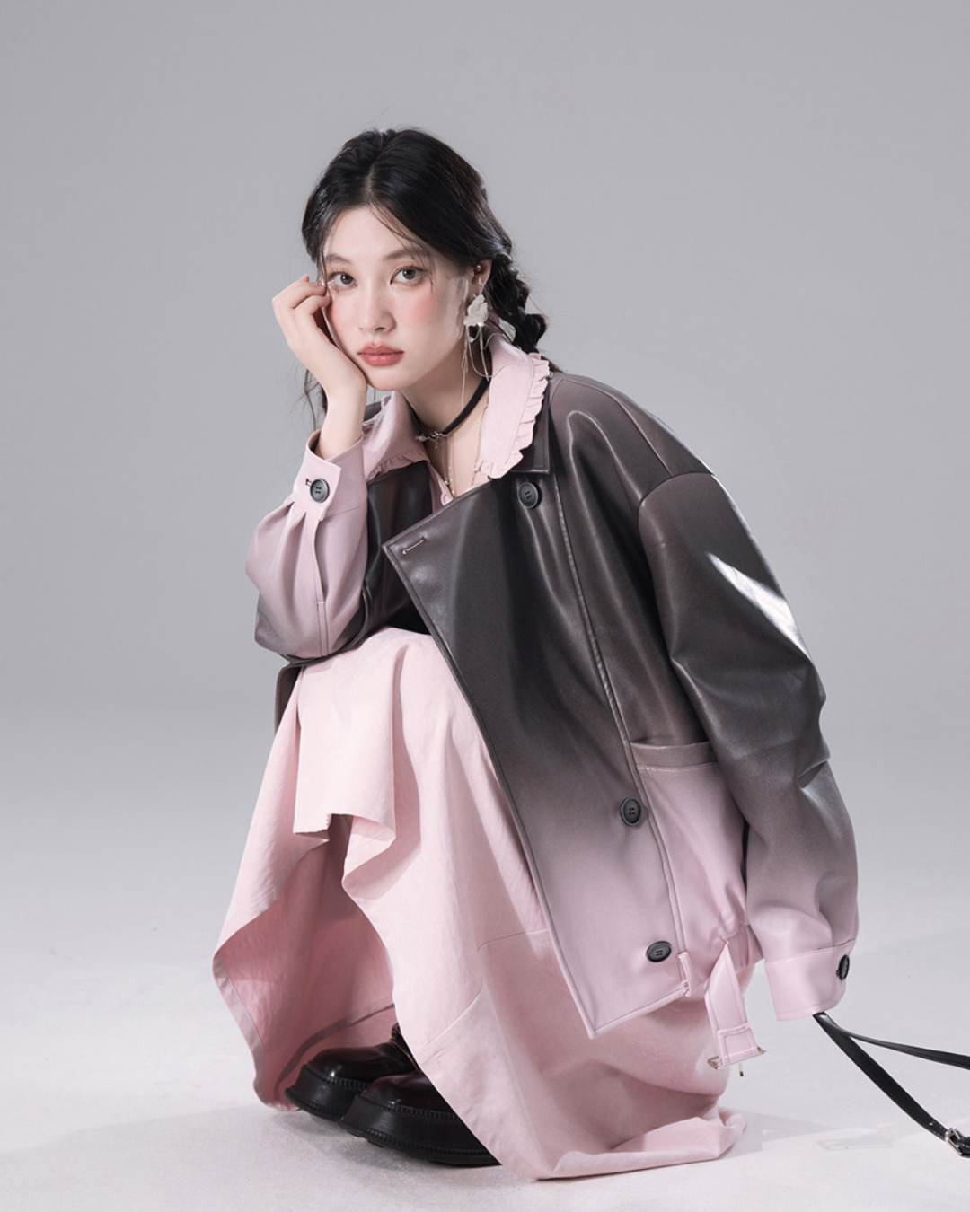 Gradient Vegan Leather Light Jacket