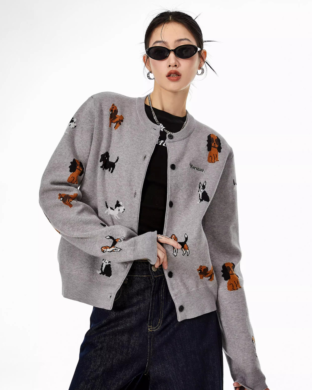 Puppy Graphic Cardigan