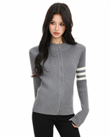 Ribbed Varsity Zip-up Knit