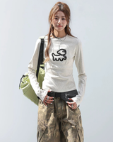 Line Art Dog Applique Knit Tee