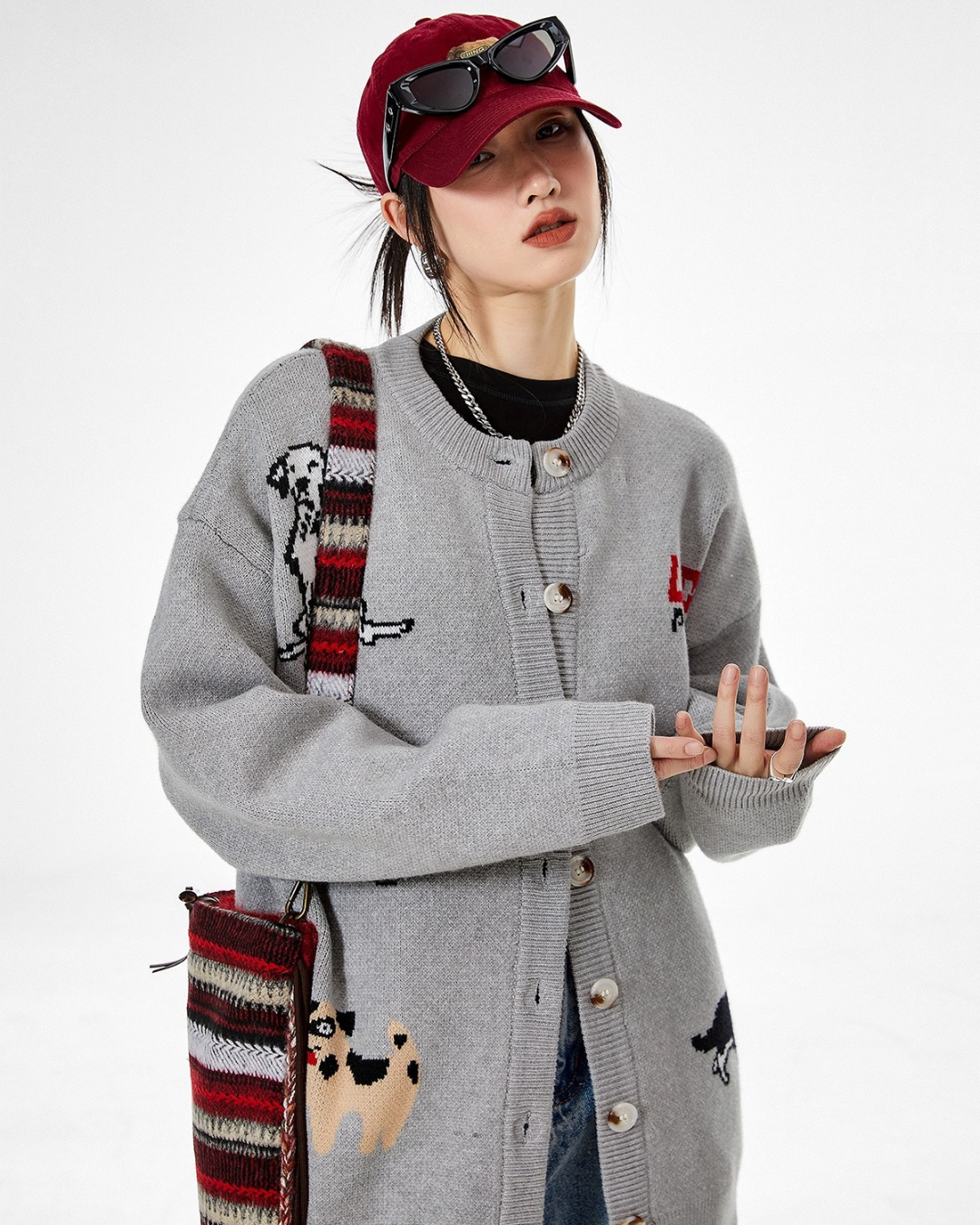 Animal Graphic Knit Cardigan