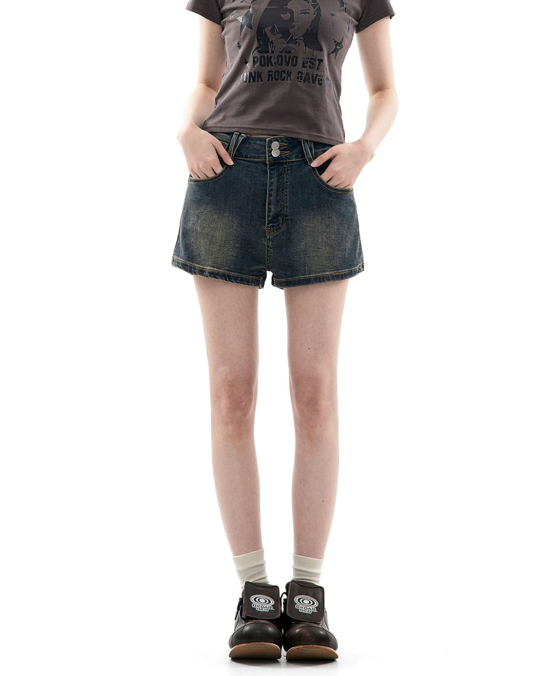 Retro Fade Low Rise Denim Shorts