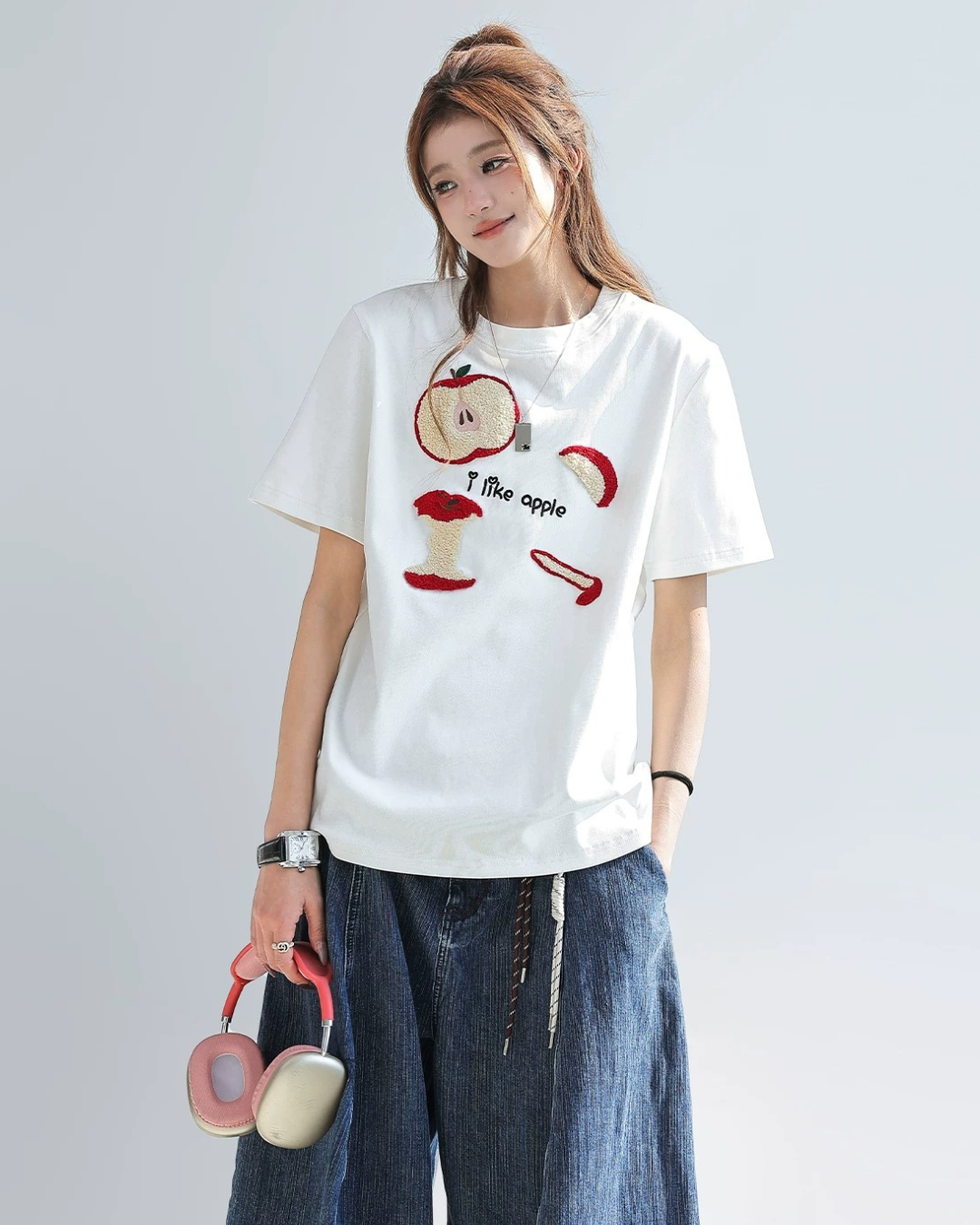 Apple Punch Embroidery Tee