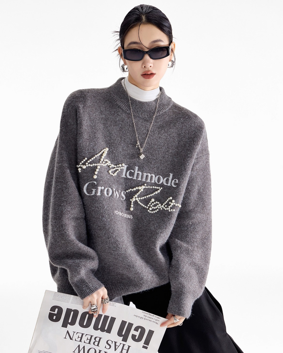 Pearl Letter Knit Sweater