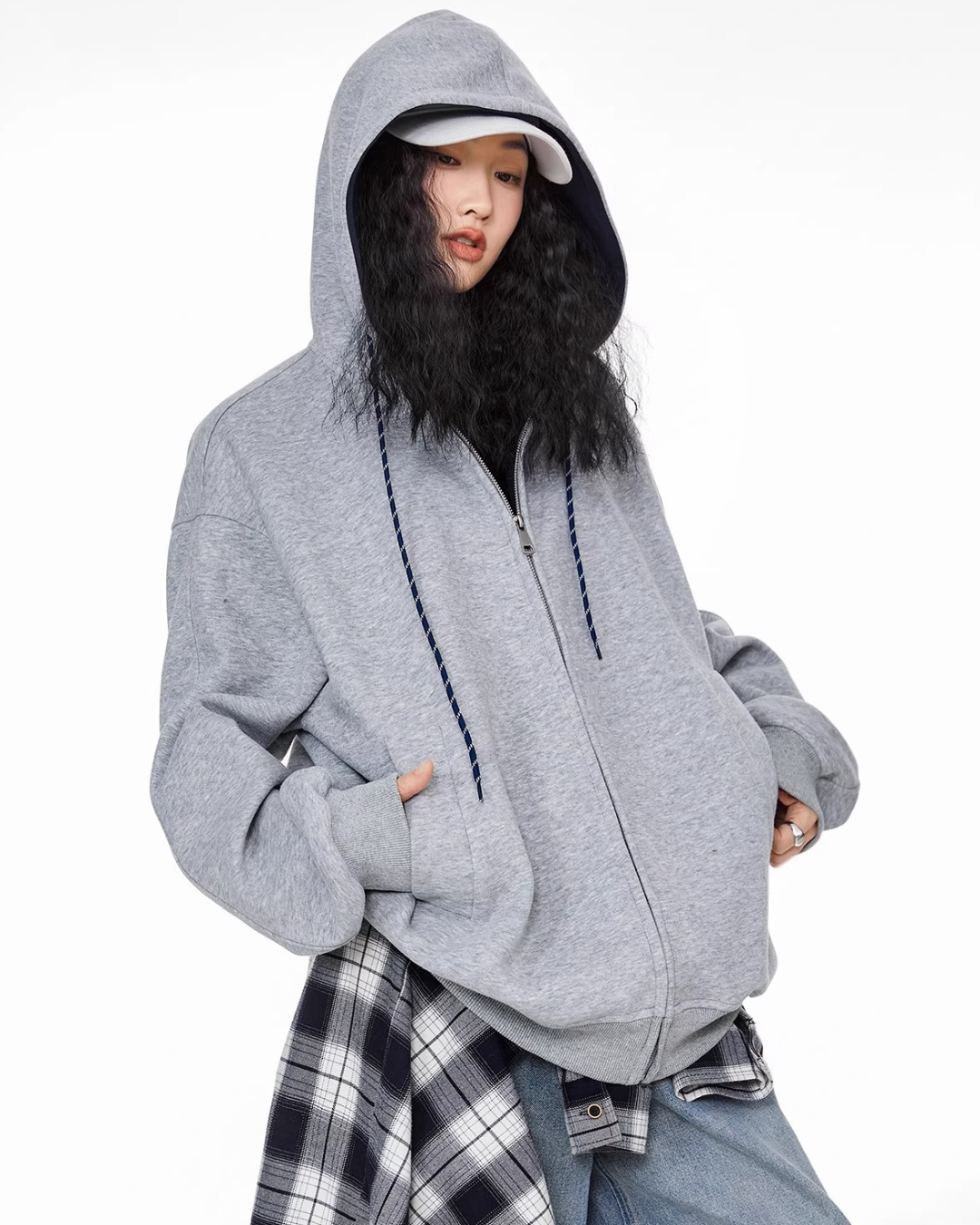 Contrast Zip Hoodie