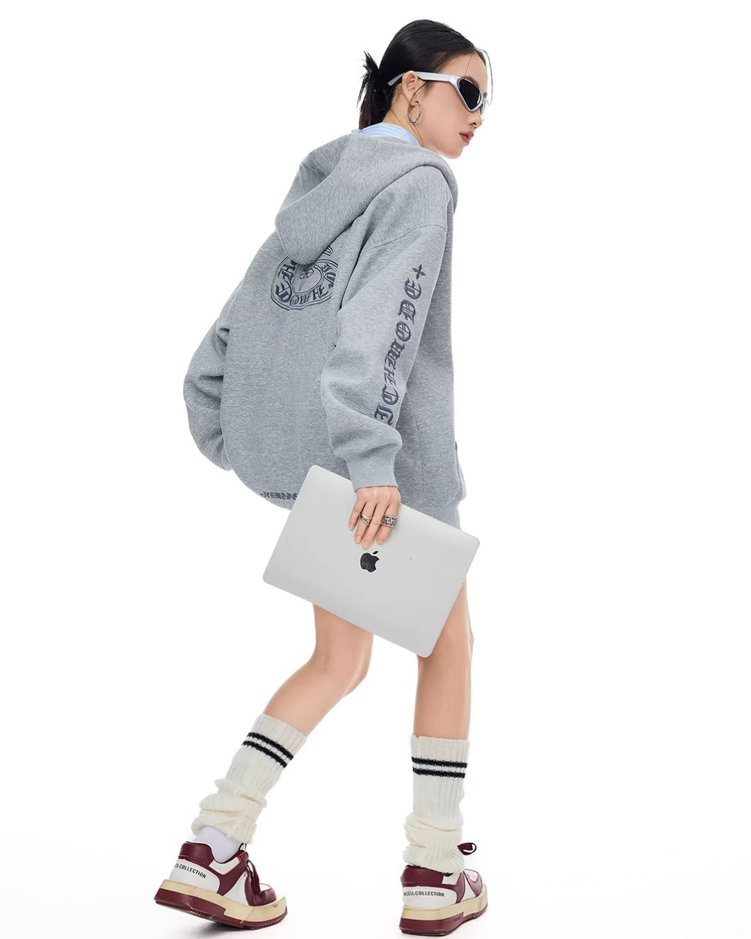 Bold Lettering Zip Hoodie