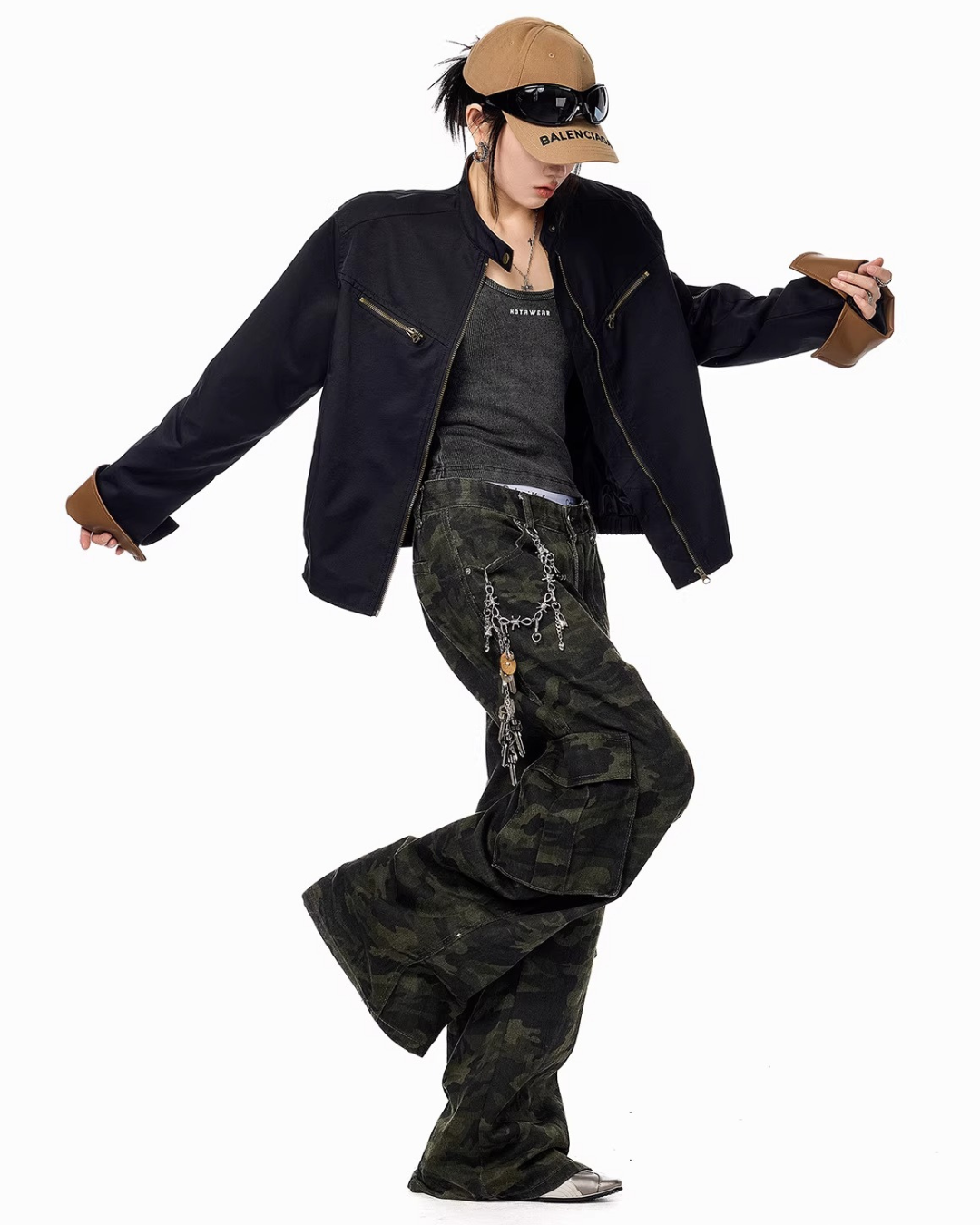 Contrast Lining Moto Jacket