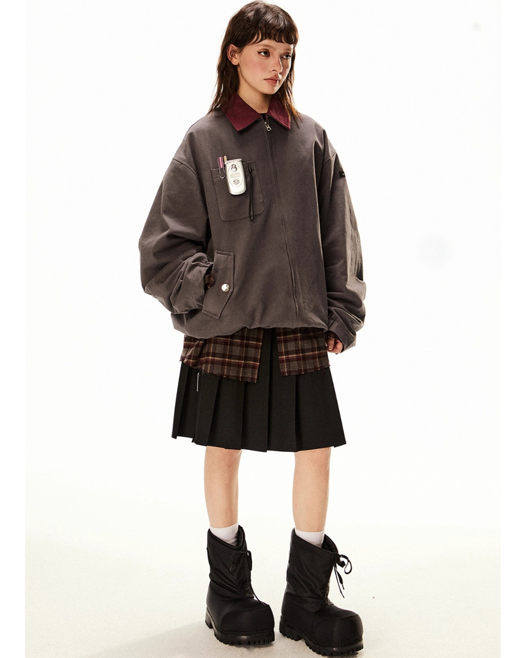 Contrast Collar Work Jacket