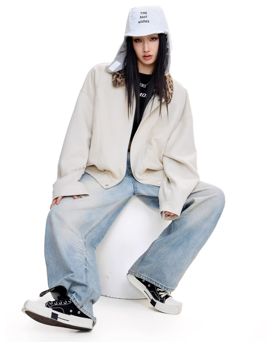 Leopard Collar Suede Jacket