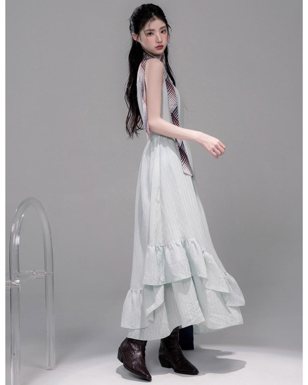 Ruffle Hem Sleeveless Maxi Dress