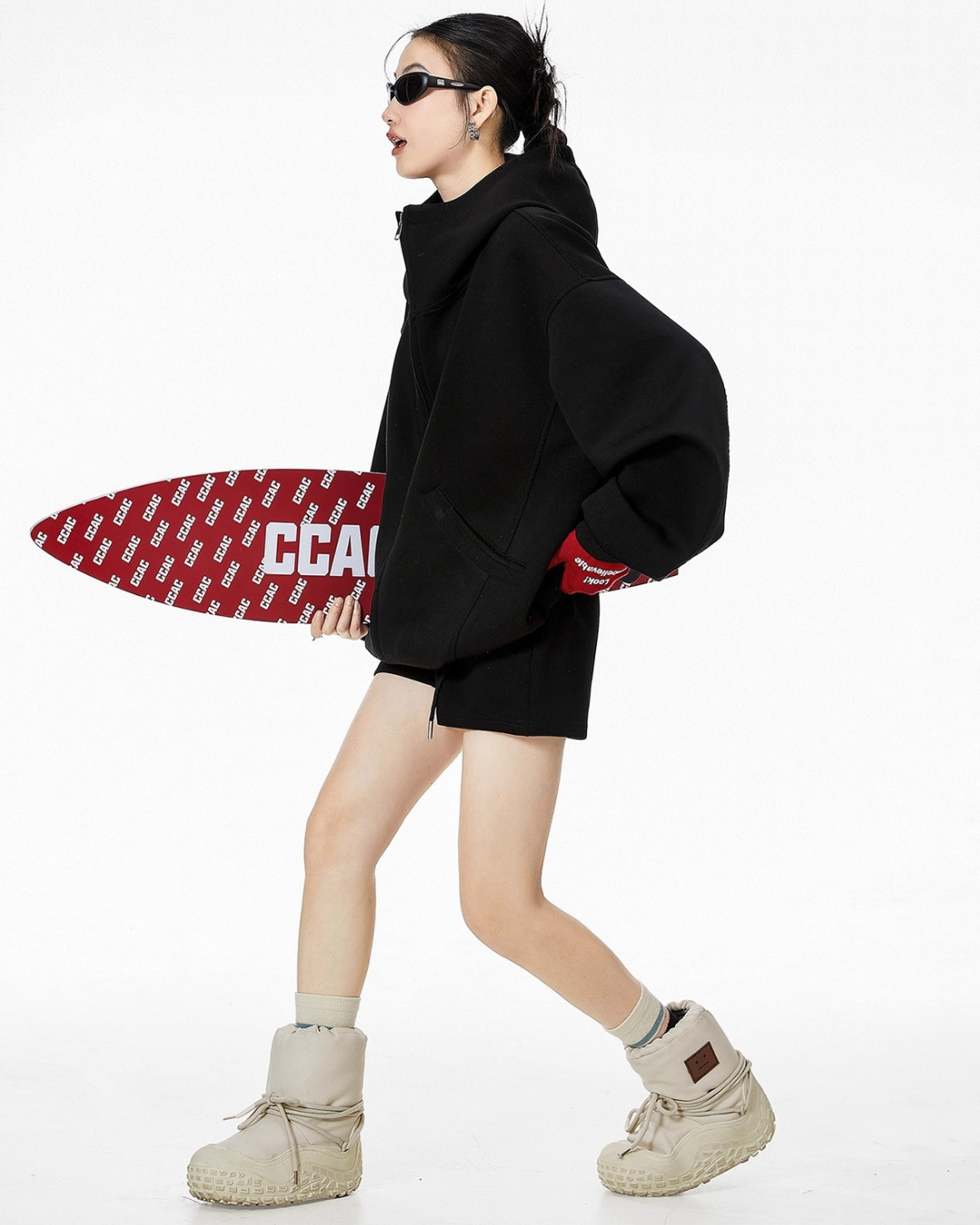 High Neck Essential Zip Hoodie