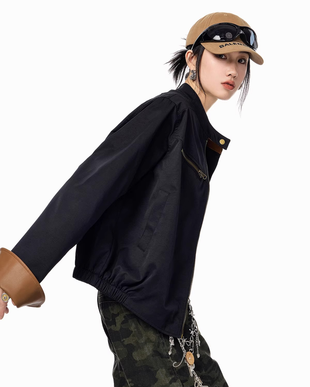 Contrast Lining Moto Jacket