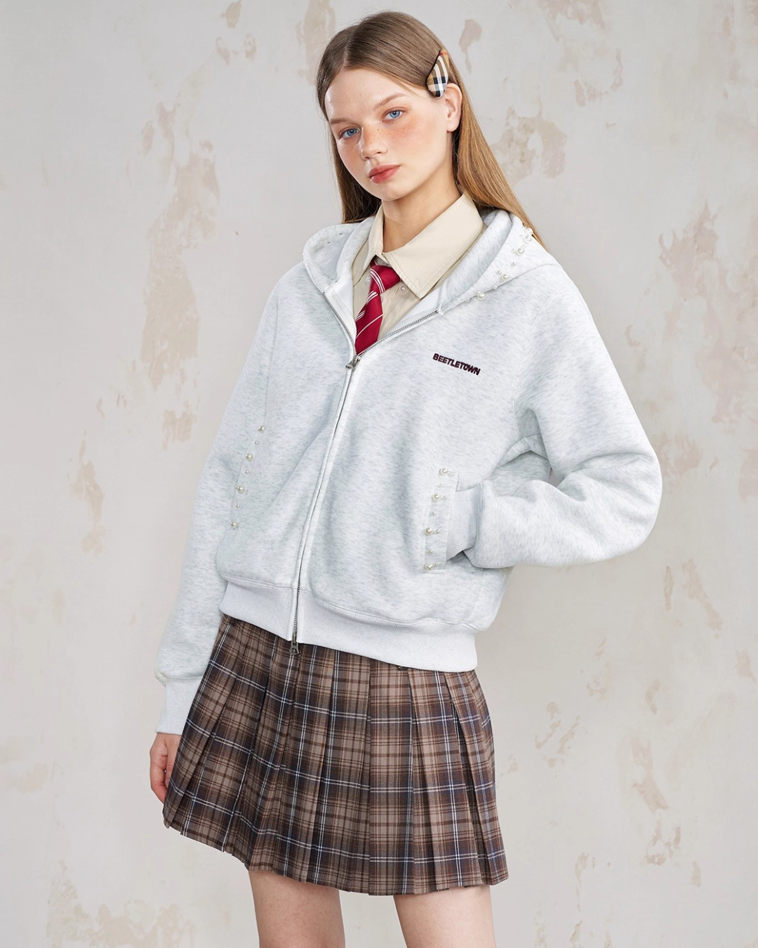 Pearl Trim Zip Hoodie