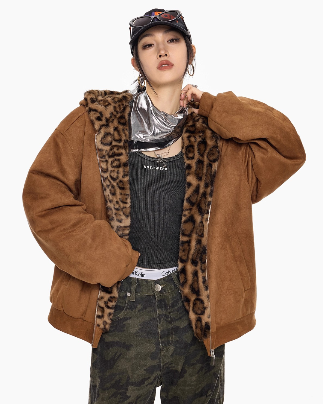 Leopard Lined Teddy Hoodie