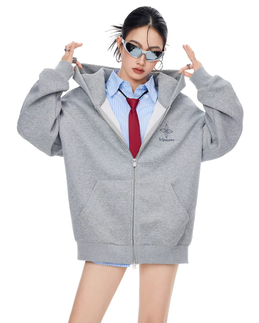 Bold Lettering Zip Hoodie