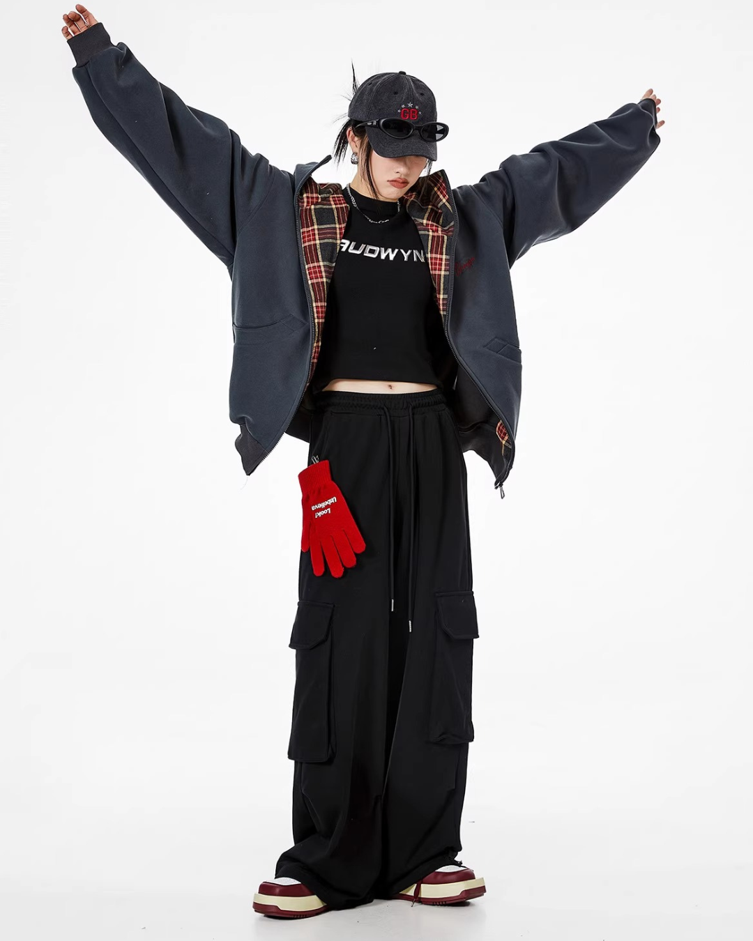 Check Inner Oversized Hoodie