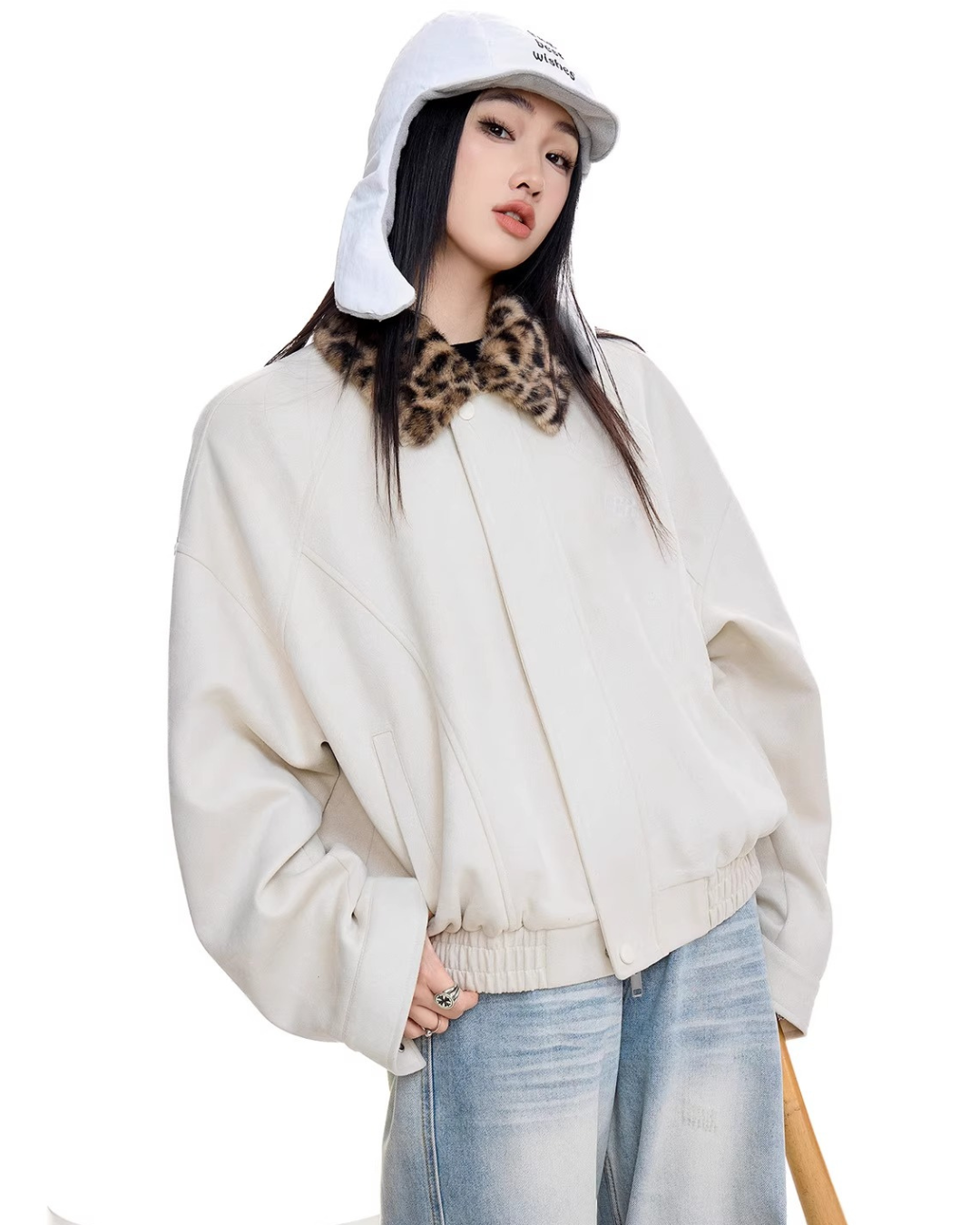 Leopard Collar Suede Jacket