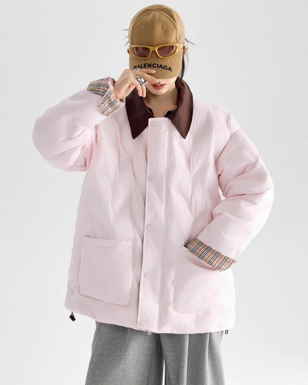 Contrast Collar Padded Jacket