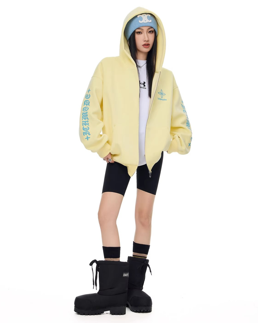 Bold Lettering Zip Hoodie