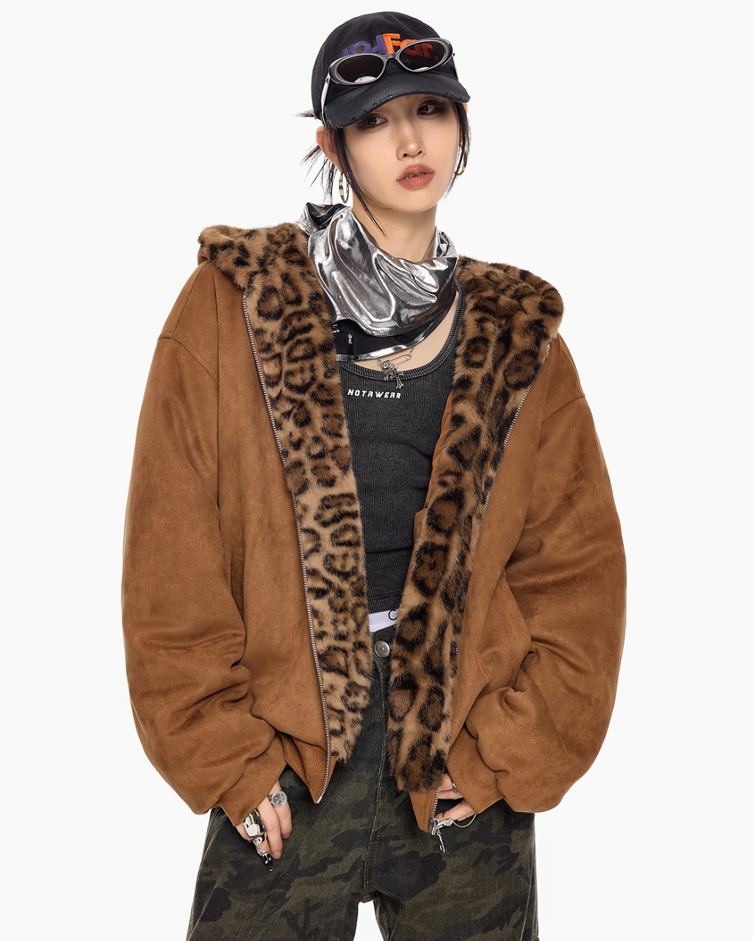 Leopard Lined Teddy Hoodie