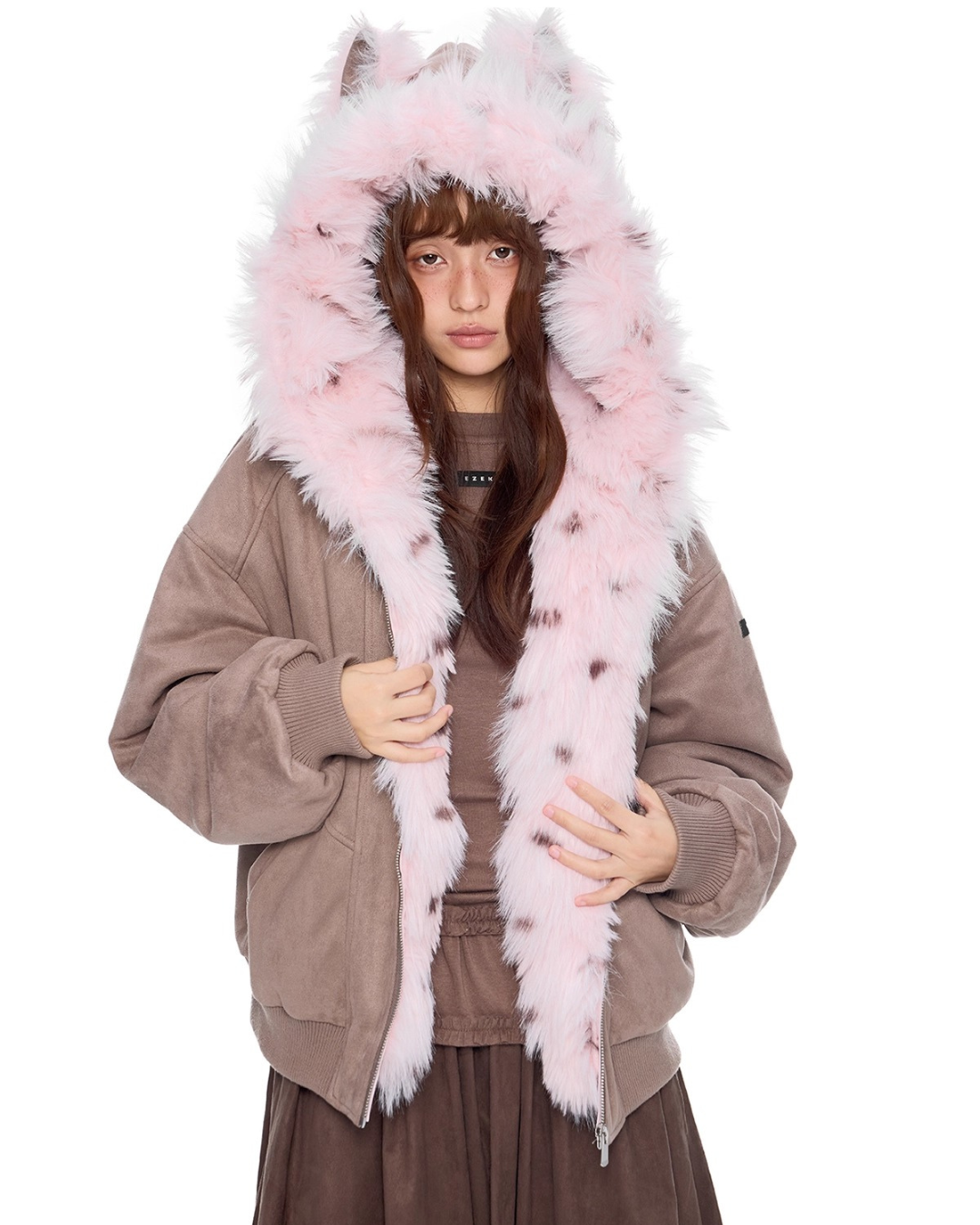 Faux Fur Suede Zip Jacket