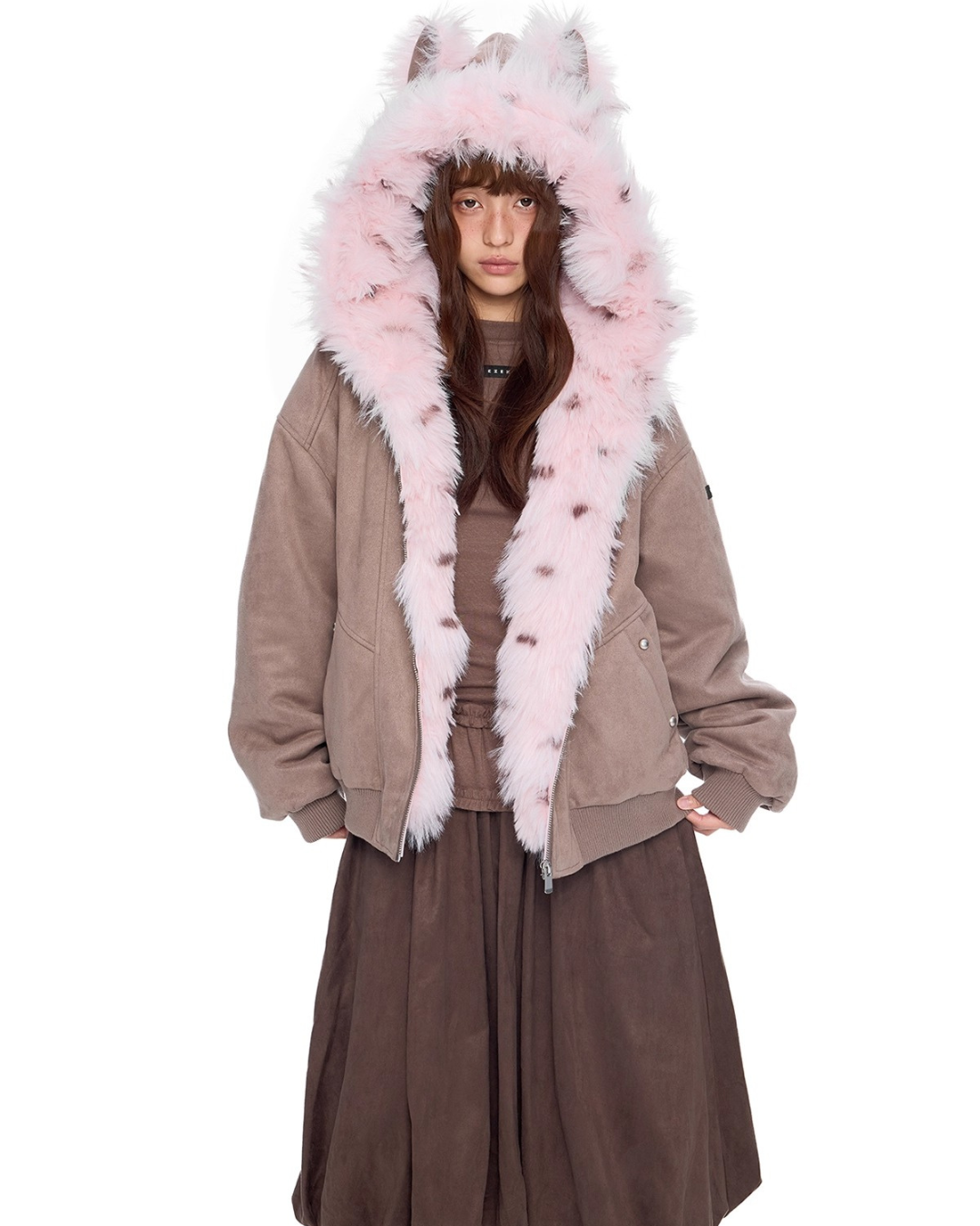 Faux Fur Suede Zip Jacket