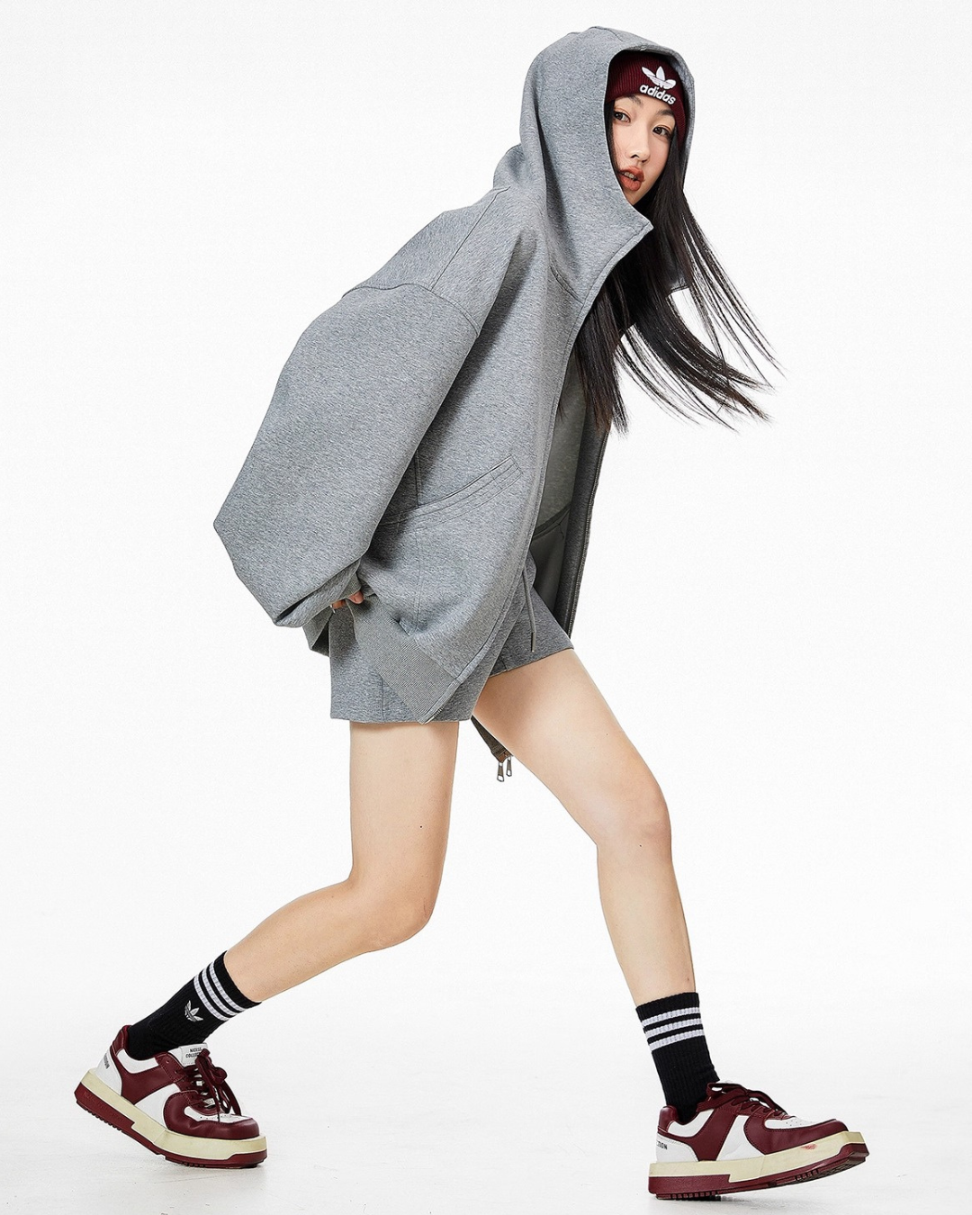 High Neck Essential Zip Hoodie