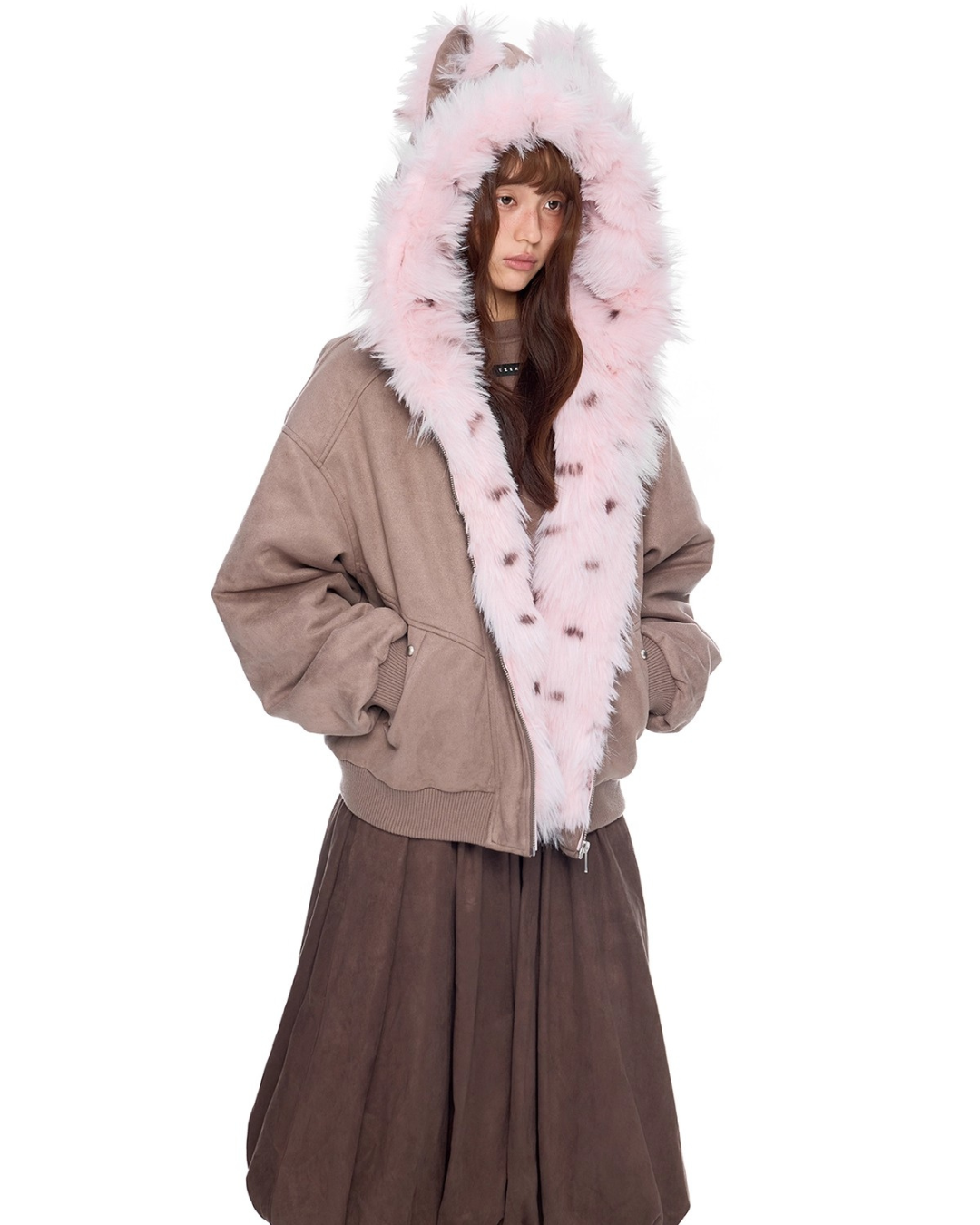 Faux Fur Suede Zip Jacket