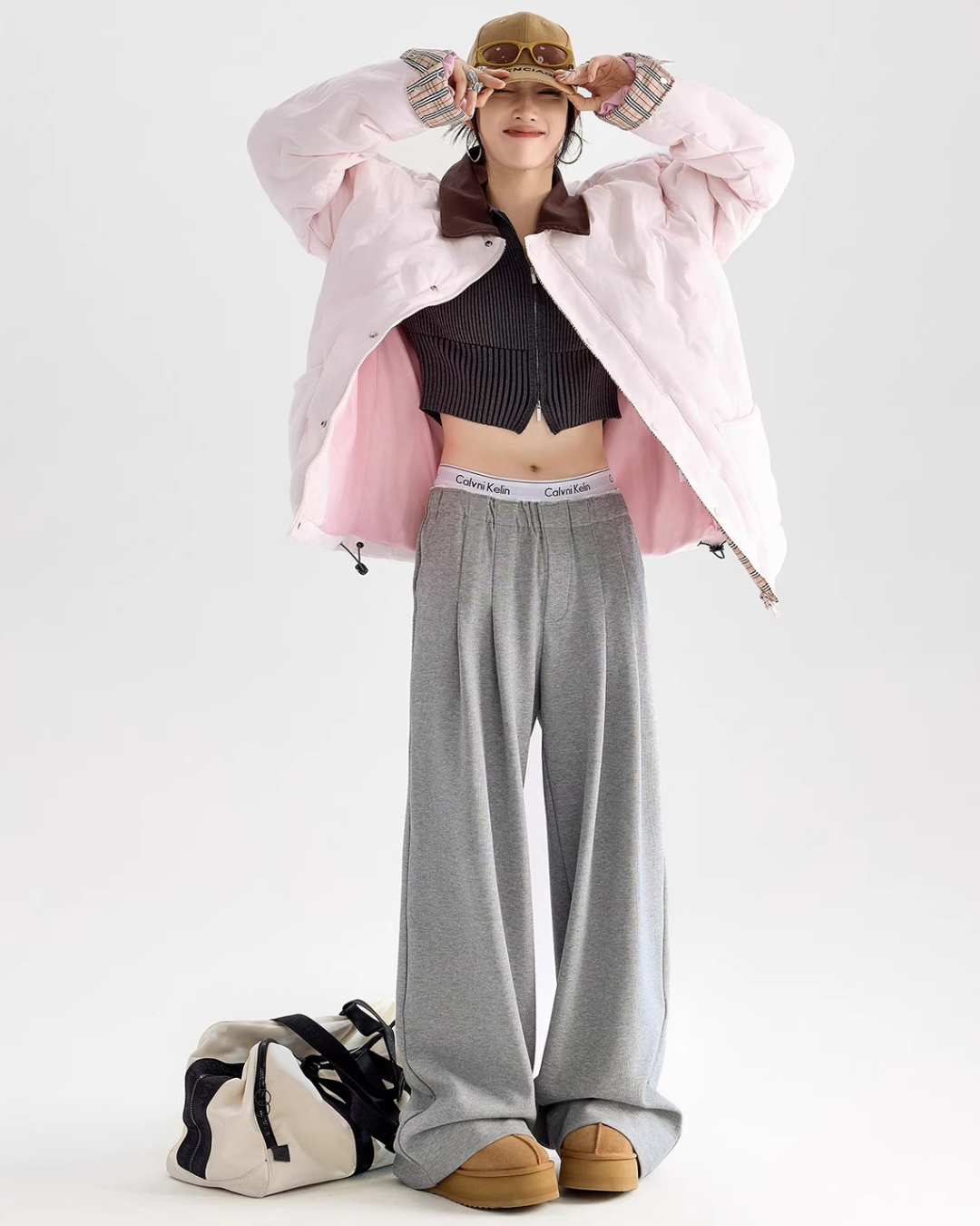 Contrast Collar Padded Jacket