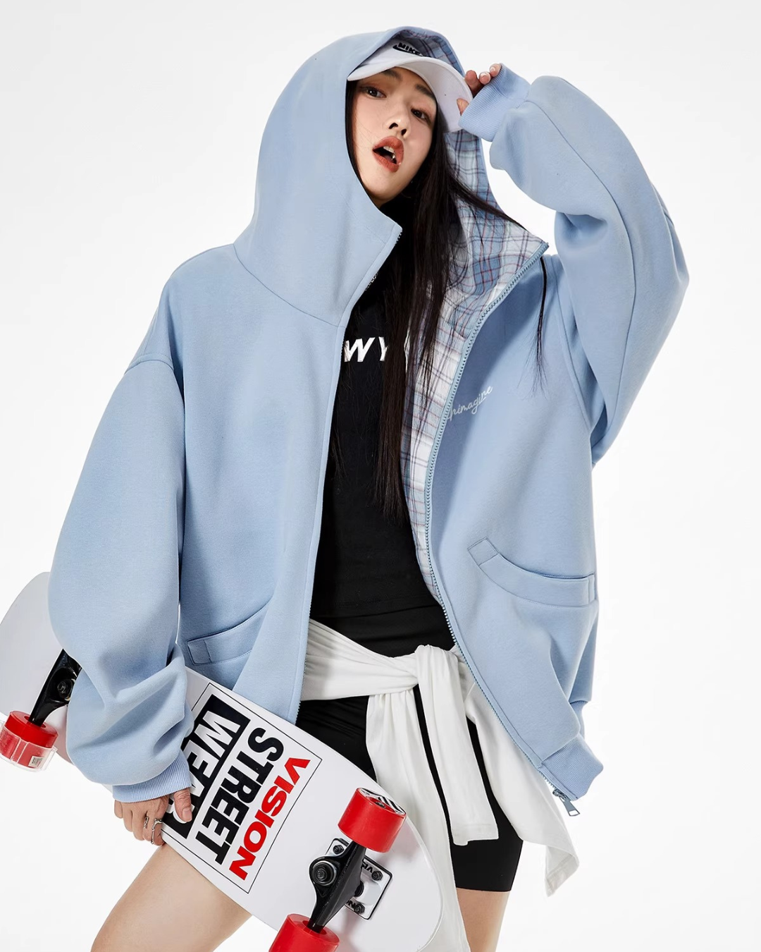 Check Inner Oversized Hoodie