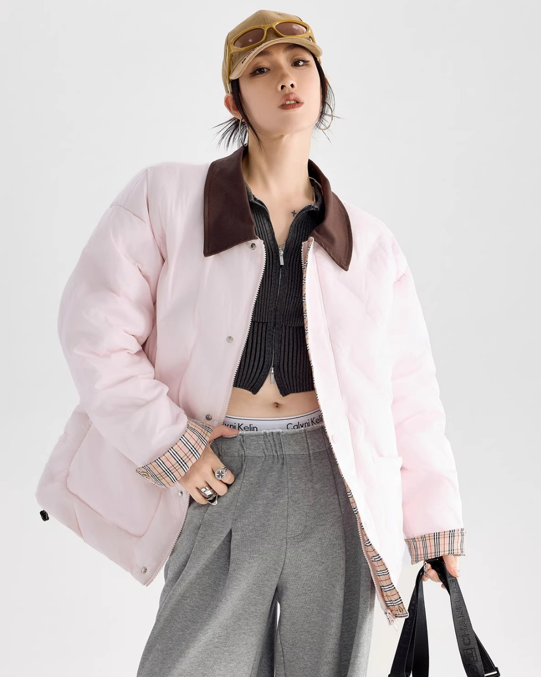 Contrast Collar Padded Jacket