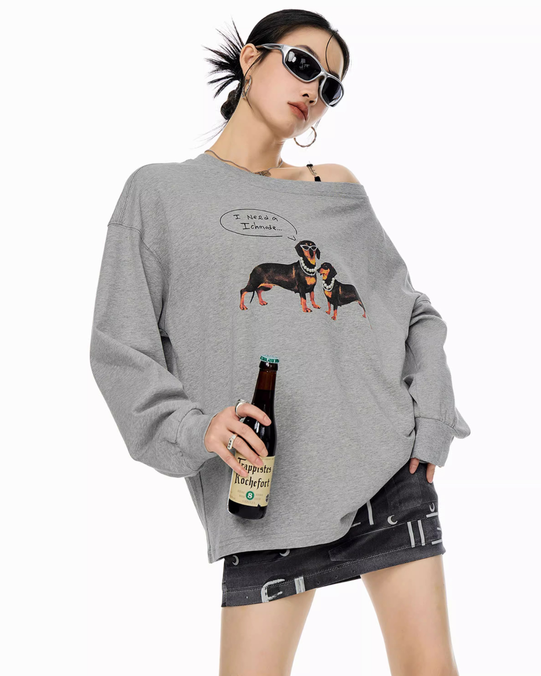 Dachshund Print Long Sleeve Tee