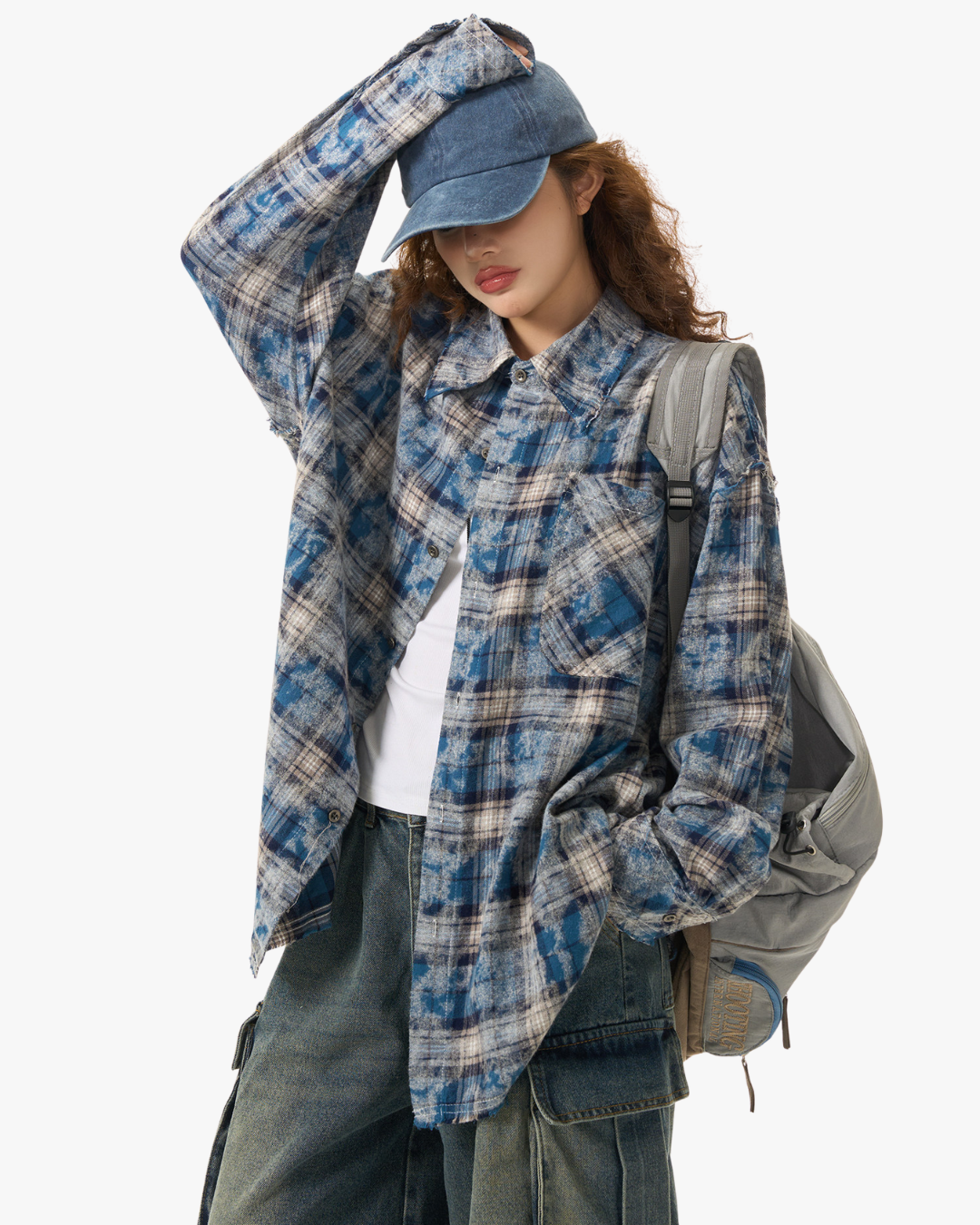 Bleached Plaid Flannel Shirt
