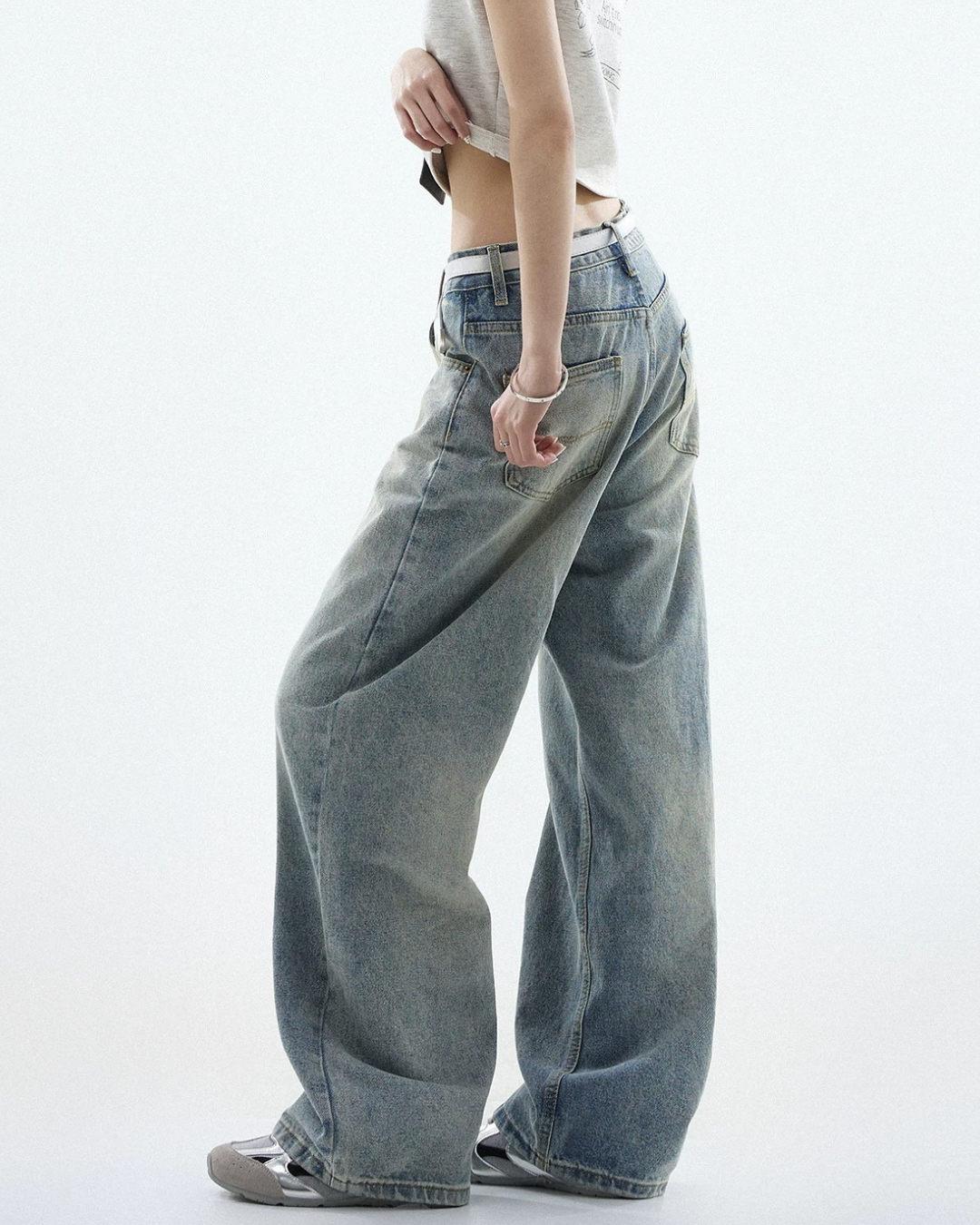 Washed Tone Maxi Wide Jeans