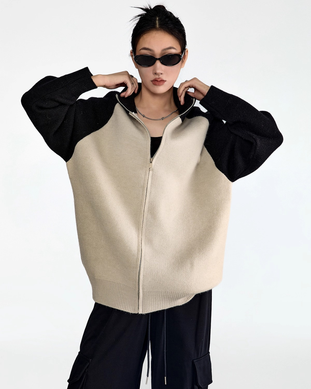 Few Contrast Zip Knit Jacket