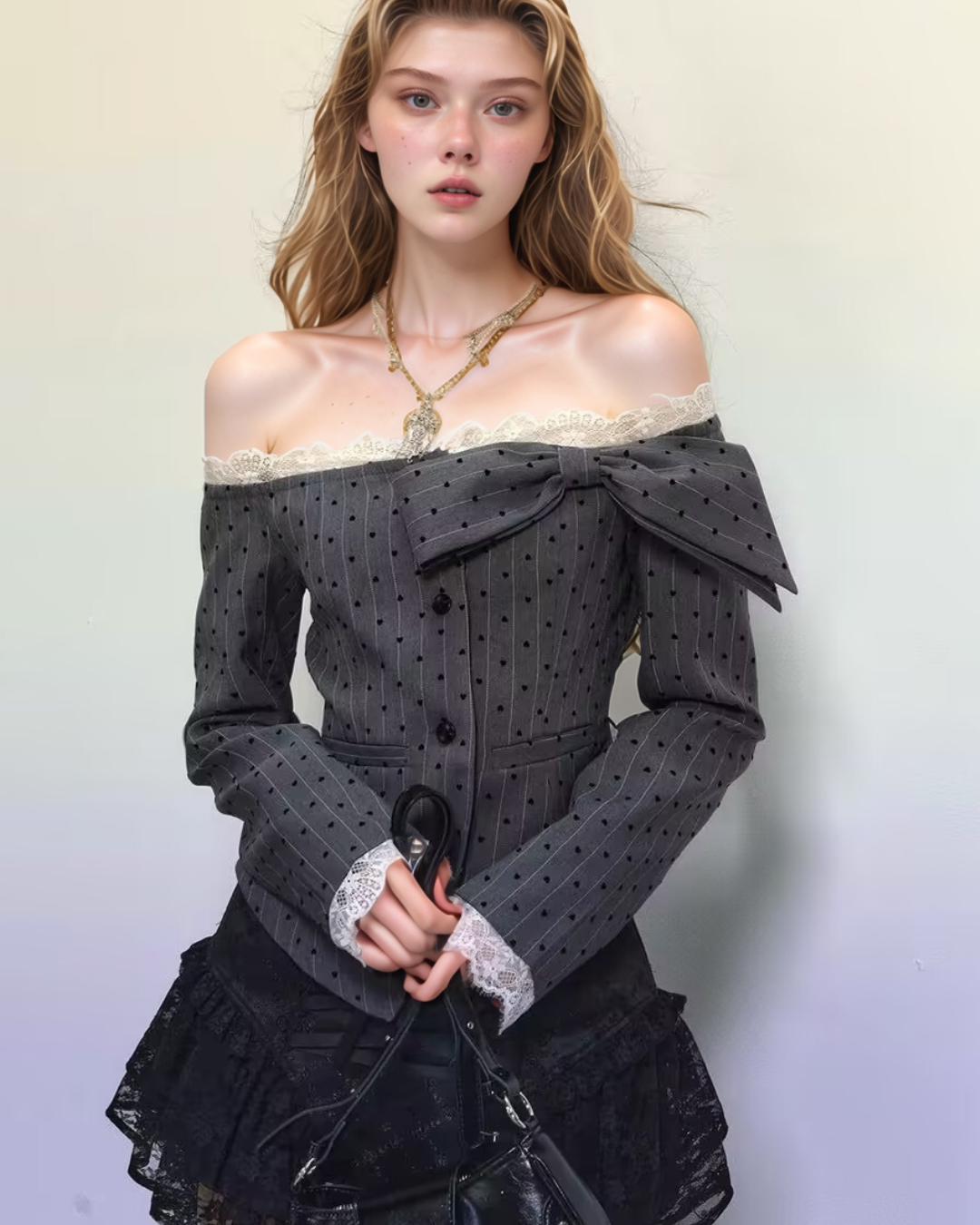 Off-shoulder Lace Jacket Top