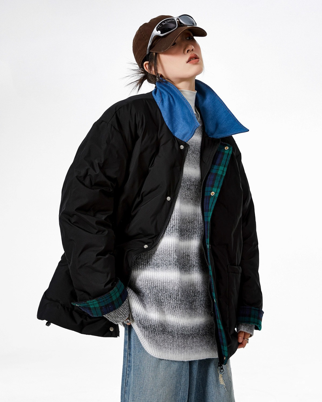 Contrast Collar Padded Jacket