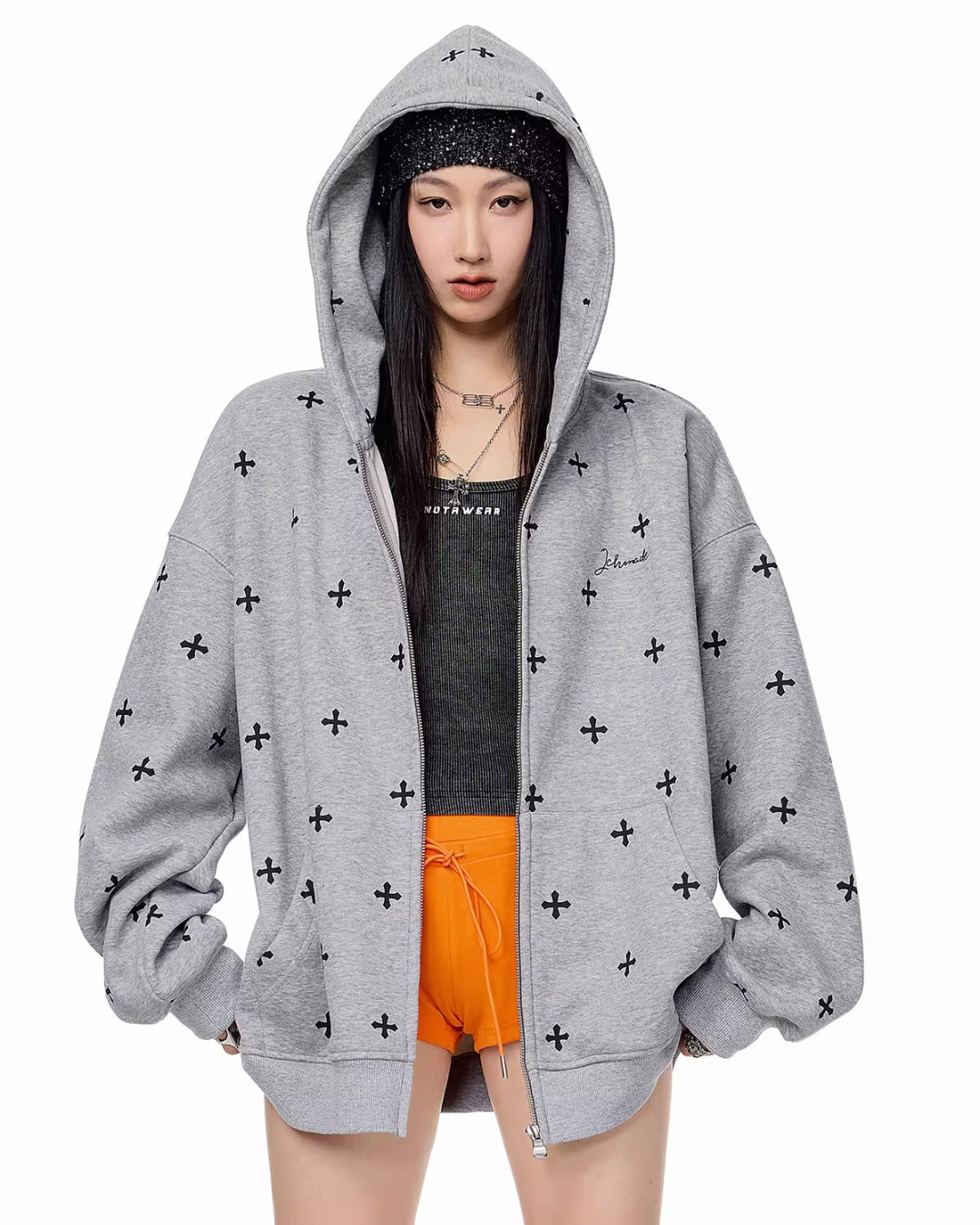 All-over Cross Graphic Hoodie